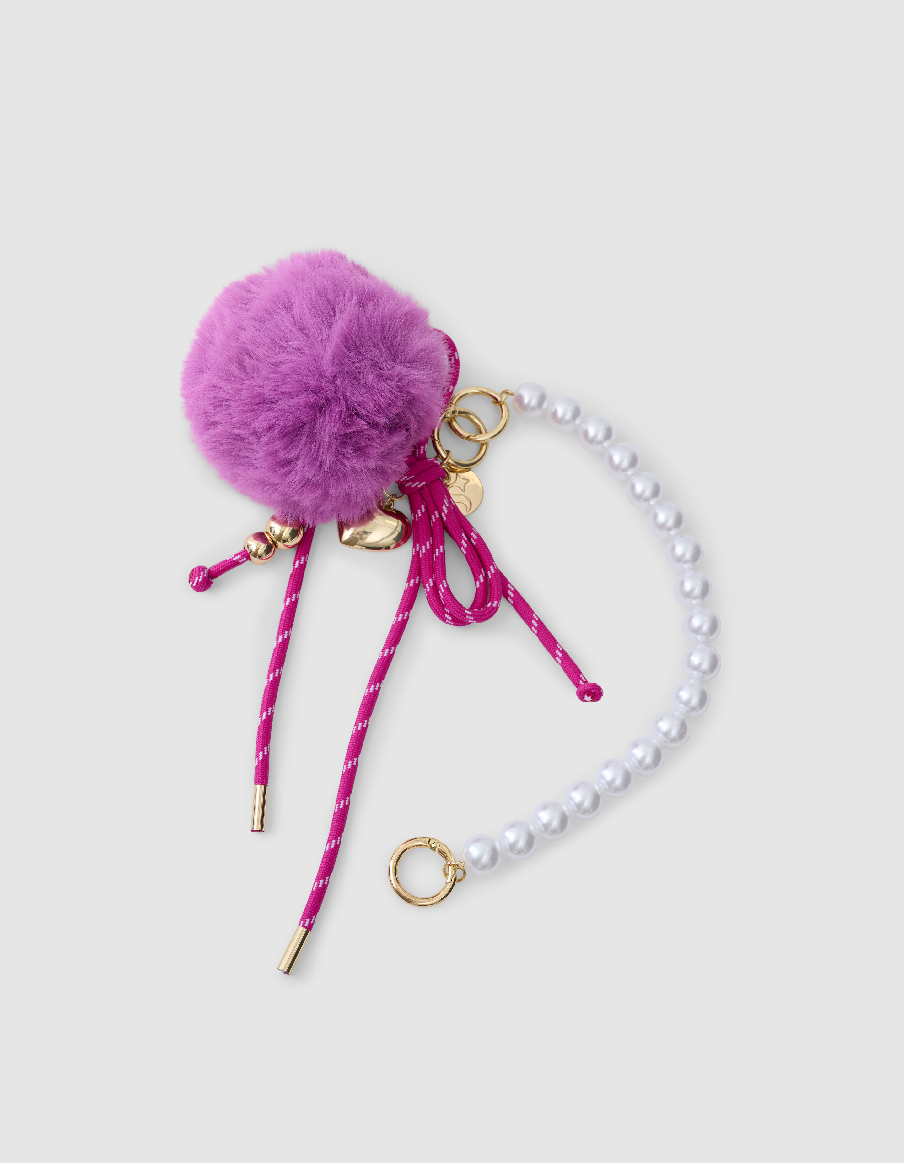 Pompon Perlen Taschenanhänger Dunkelviolett SHOEBY ACCESSOIRES