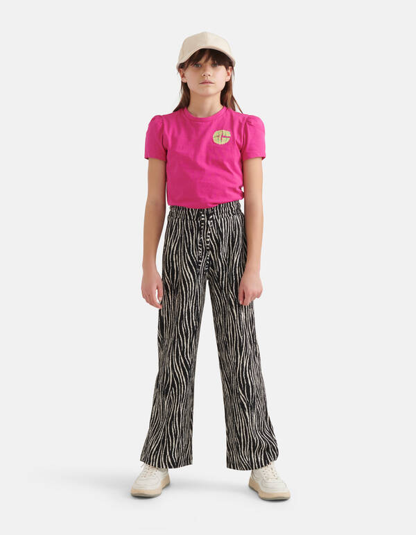 Crinkle Palazzo Hose mit Zebramuster Schwarz SHOEBY GIRLS