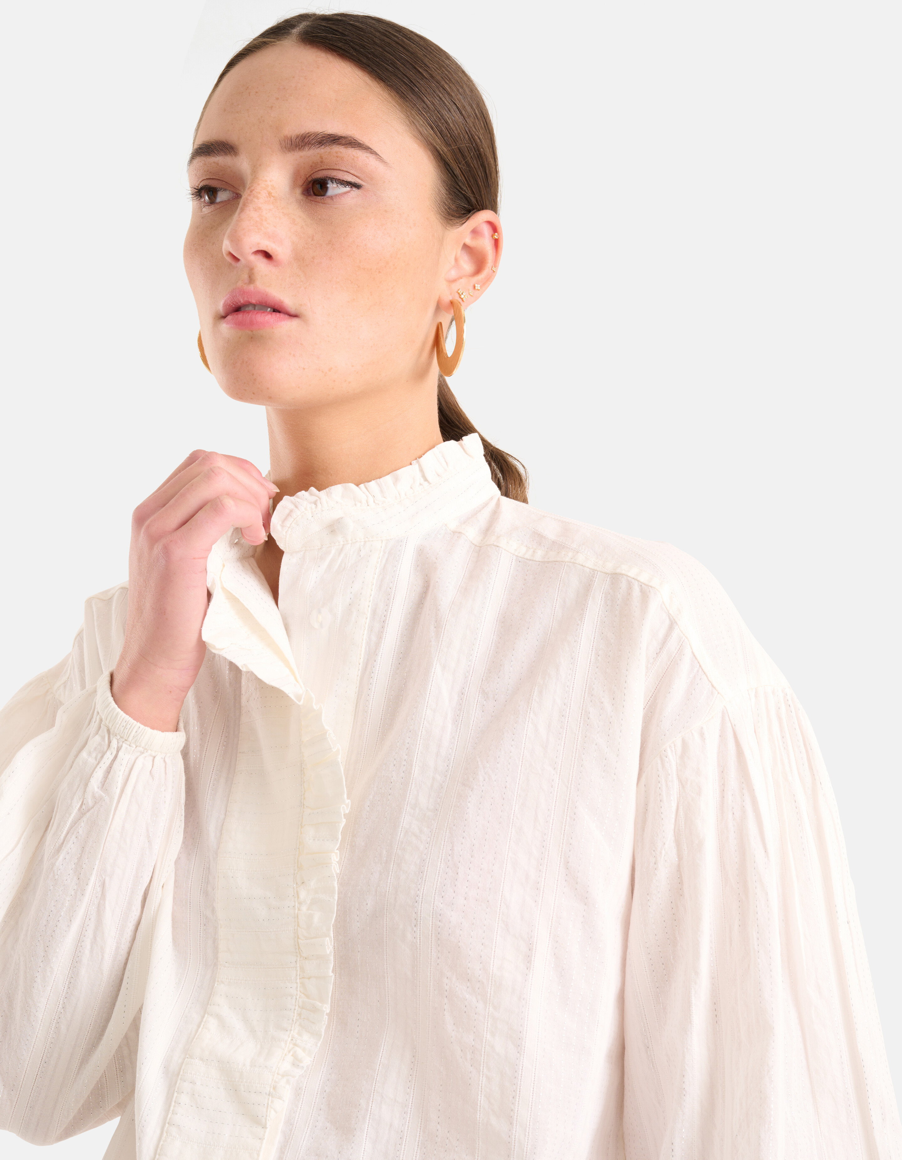 Gestreifte Lurexbluse Off White SHOEBY WOMEN