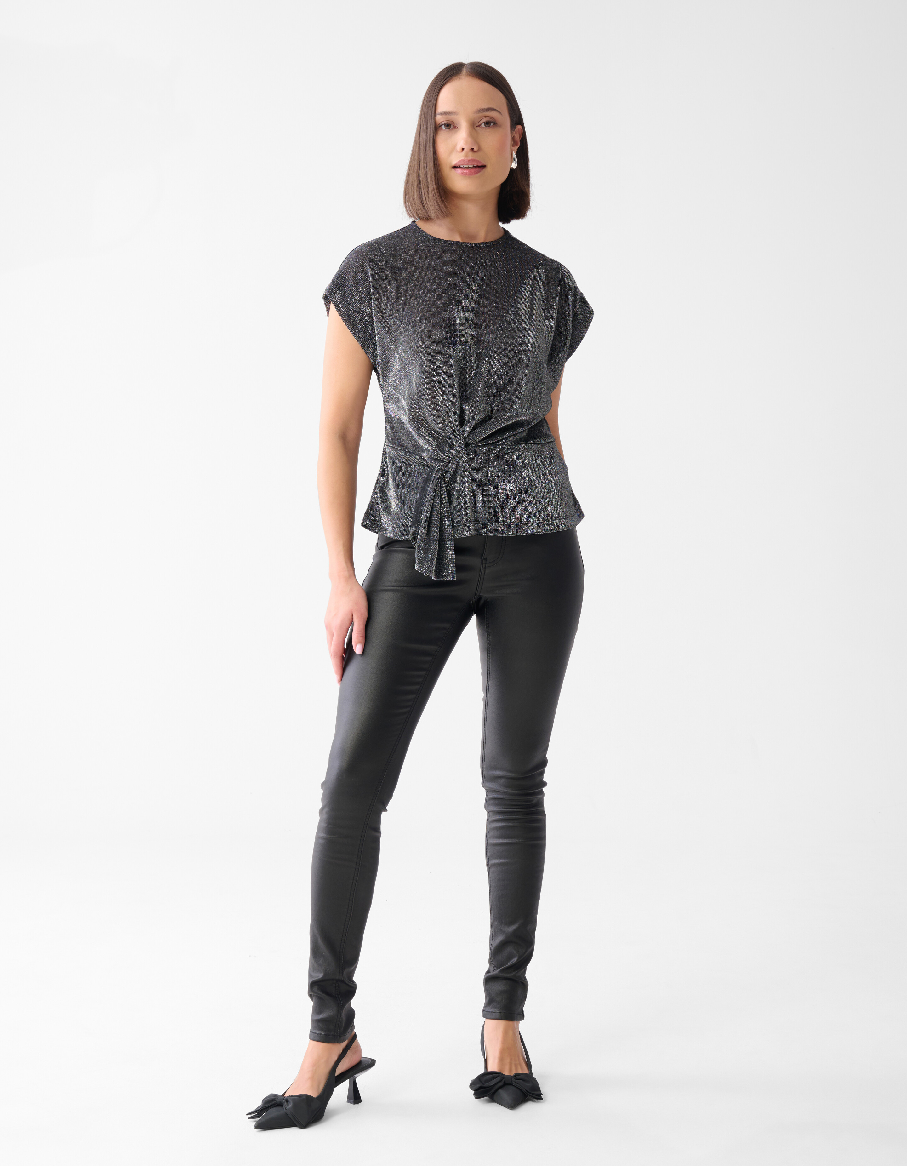 Glitzer Wasserfall Top Grau SHOEBY WOMEN