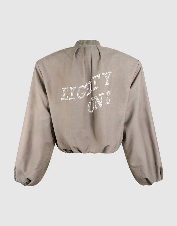 &Uuml;bergro&szlig;e Perlen-Bomberjacke Taupe SHOEBY WOMEN