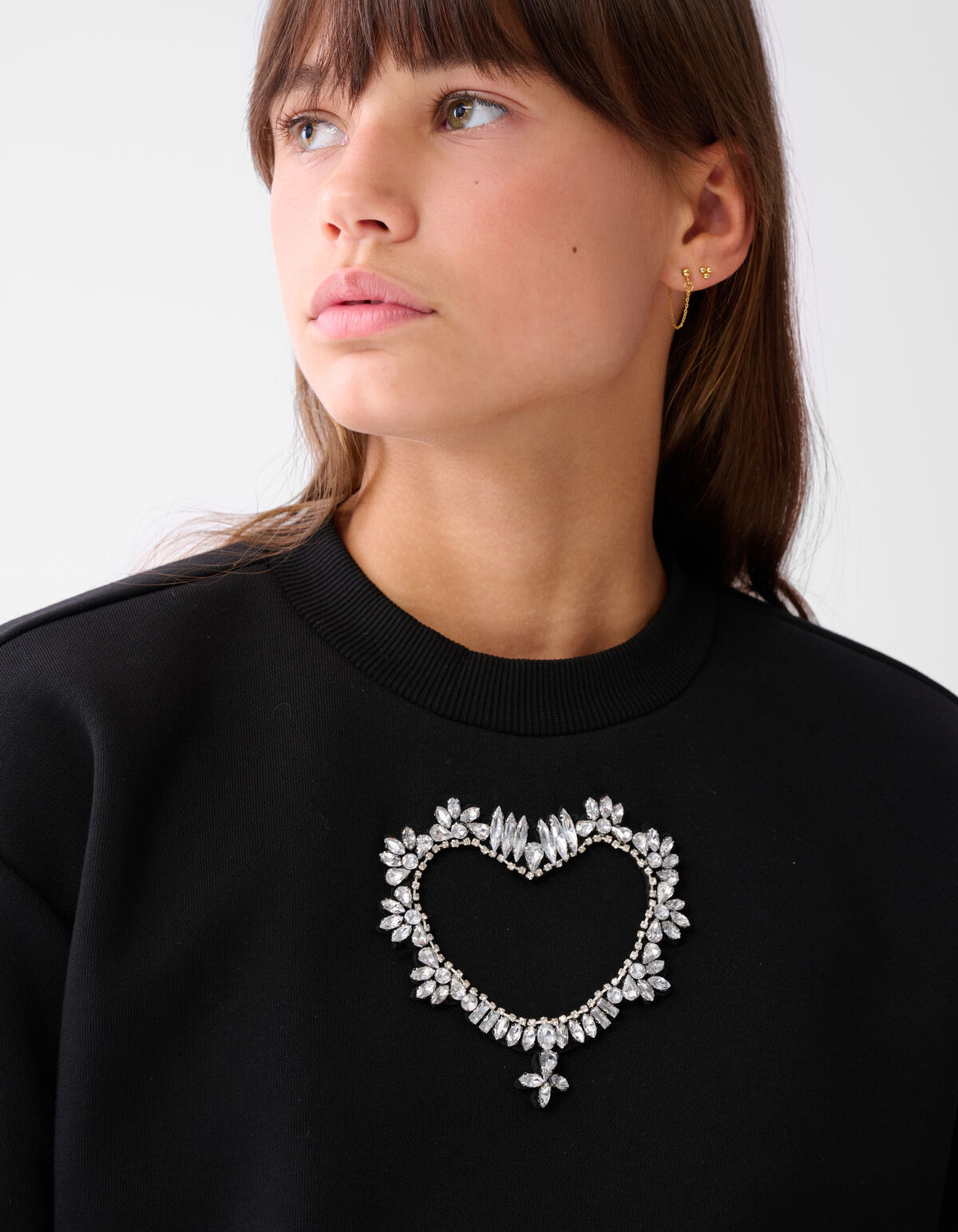 Strass Herz Pullover Schwarz SHOEBY GIRLS