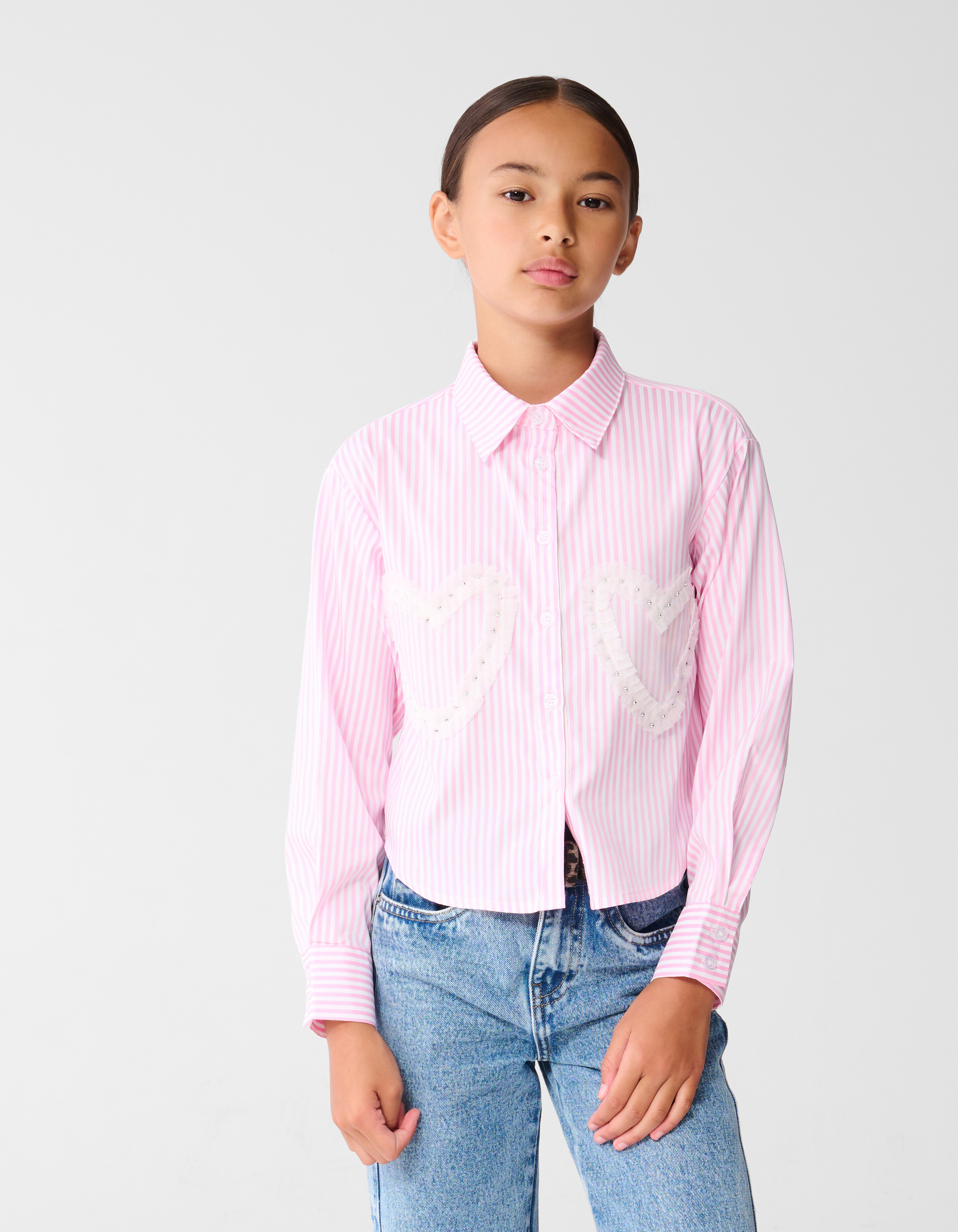 Nadelstreifen Herz Bluse Rosa SHOEBY GIRLS