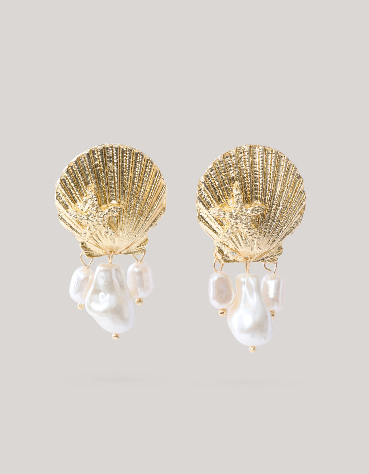Muschel-Perlen-Ohrringe Gold SHOEBY ACCESSOIRES