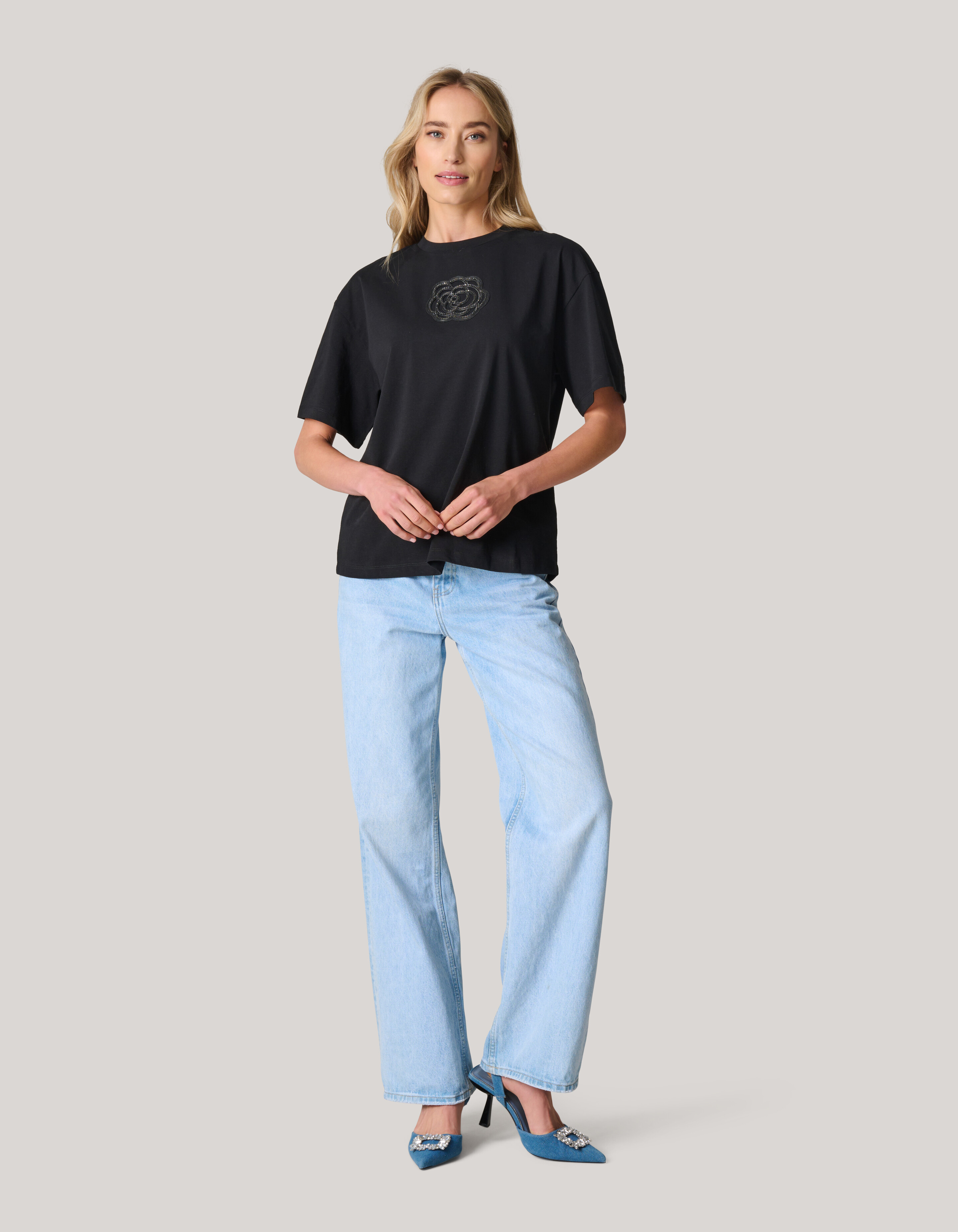 Artwork Strass-T-Shirt Schwarz SHOEBY WOMEN