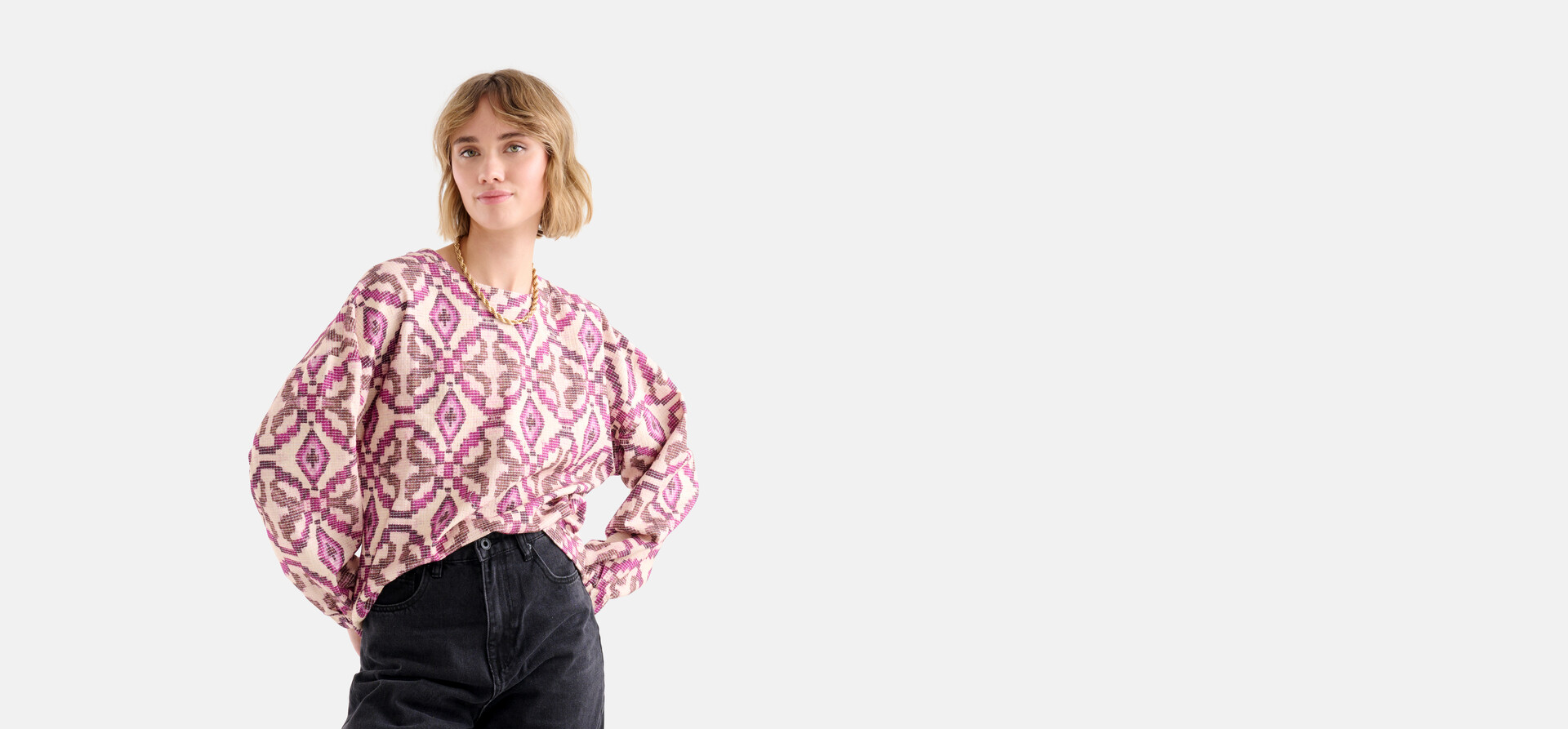 Pullover mit grafischem Print Violett SHOEBY WOMEN