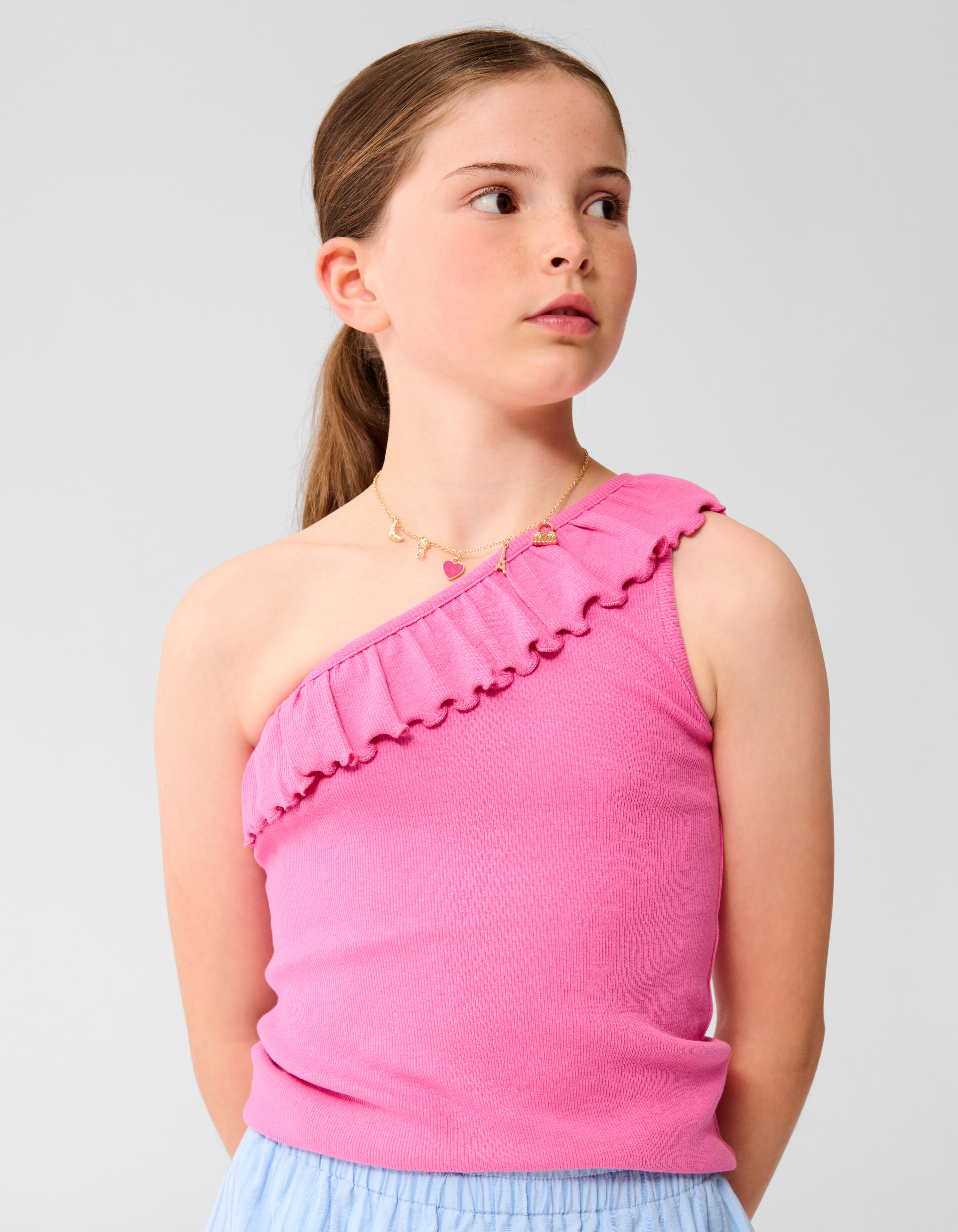 Ein-Schulter-Rippen-Top Rosa SHOEBY GIRLS