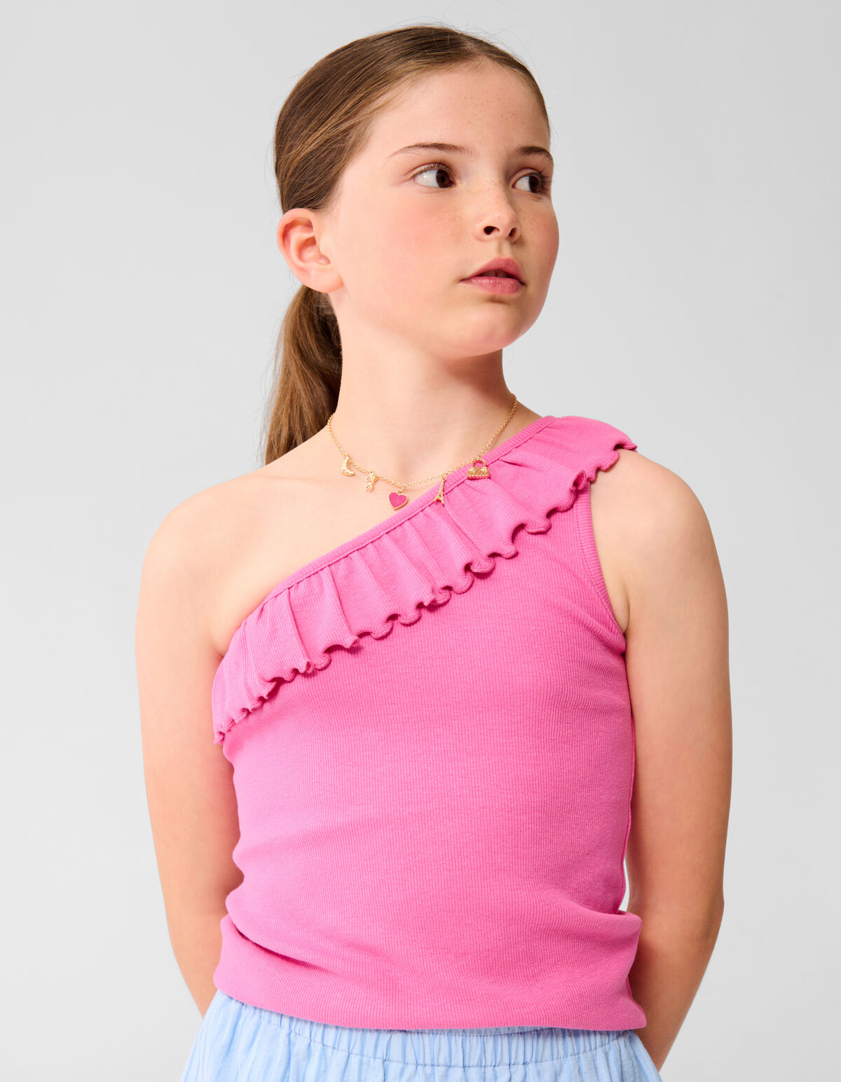 Ein-Schulter-Rippen-Top Rosa SHOEBY GIRLS