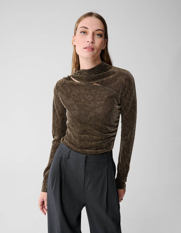 Glitzerndes Top mit Ausschnitt, Gold SHOEBY WOMEN