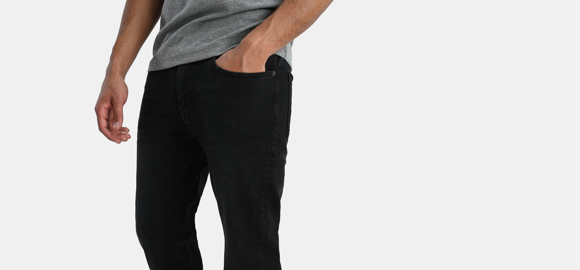Straight Jeans Washed Schwarz Länge 34 Refill