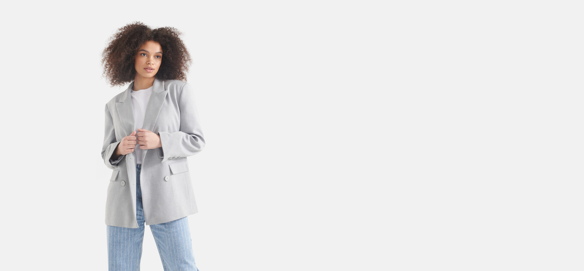 Bestickter Blazer Hellgrau SHOEBY WOMEN