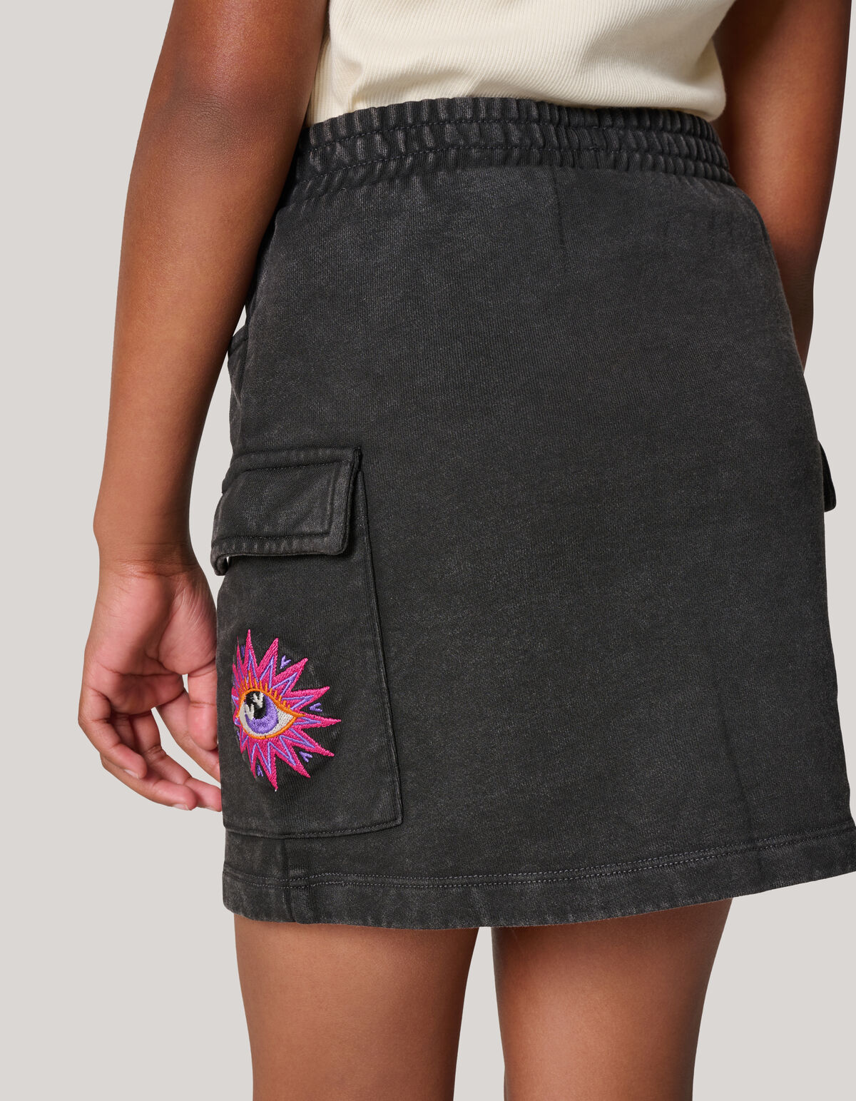 Gewaschener Denim-Rock Dunkelgrau SHOEBY GIRLS