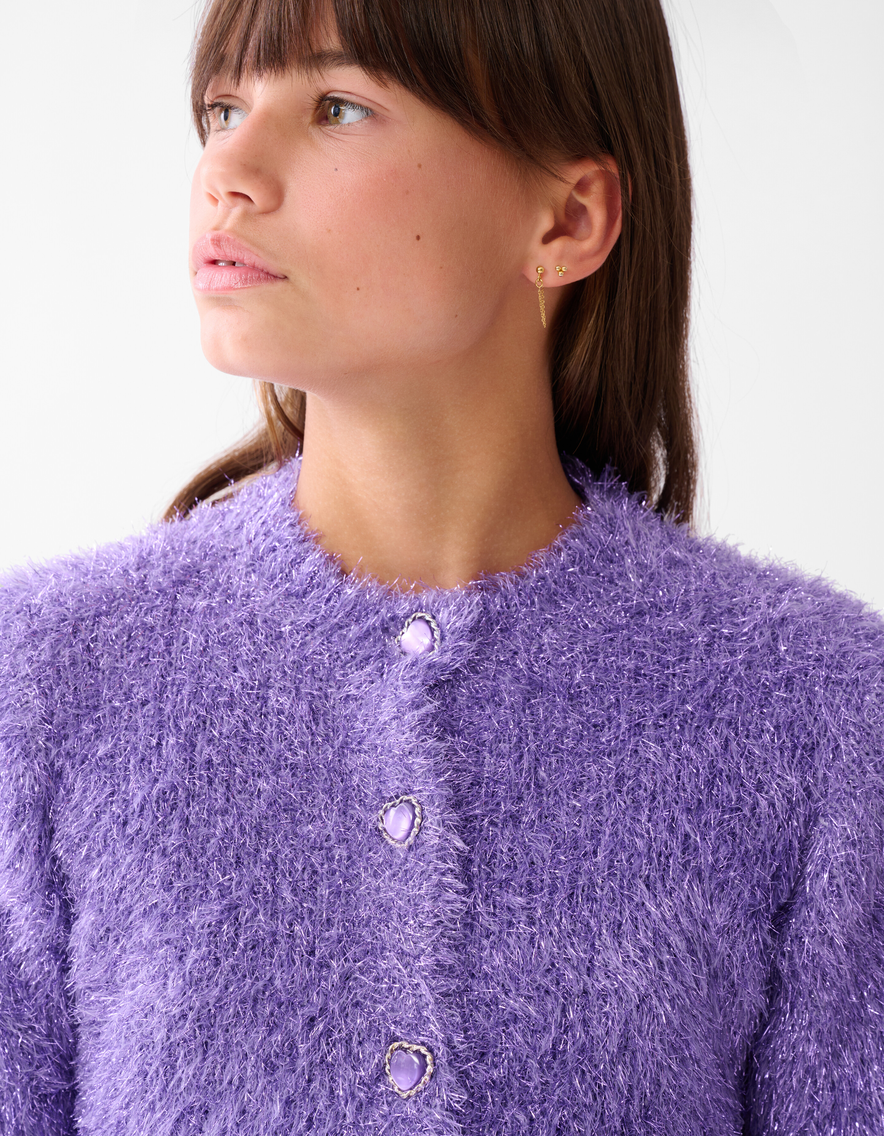 Flauschige Glitzerstrickjacke Lila SHOEBY GIRLS