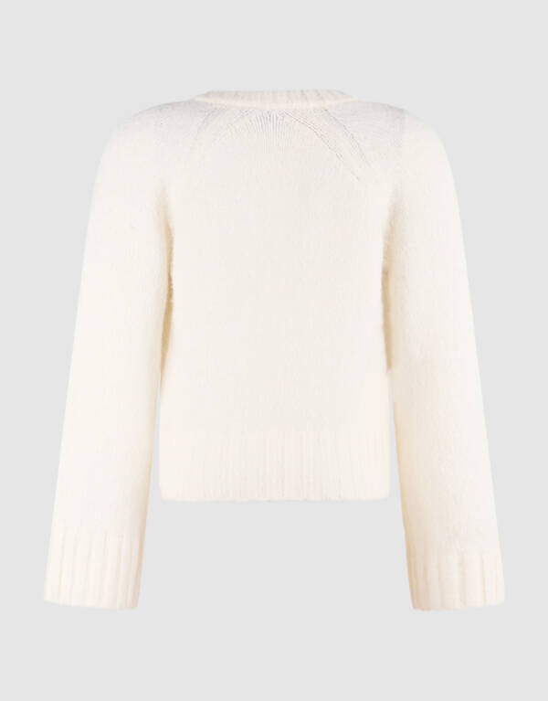 Oversized V-Ausschnitt Strickpullover Wei&szlig; SHOEBY WOMEN