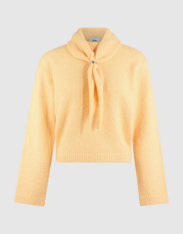 Fluffy Scarf Strickpullover Gelb SHOEBY WOMEN