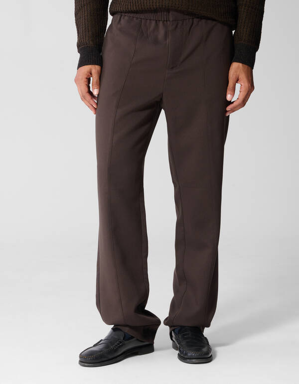 Straight Fit Pintuck Hose Dunkelbraun SHOEBY MEN