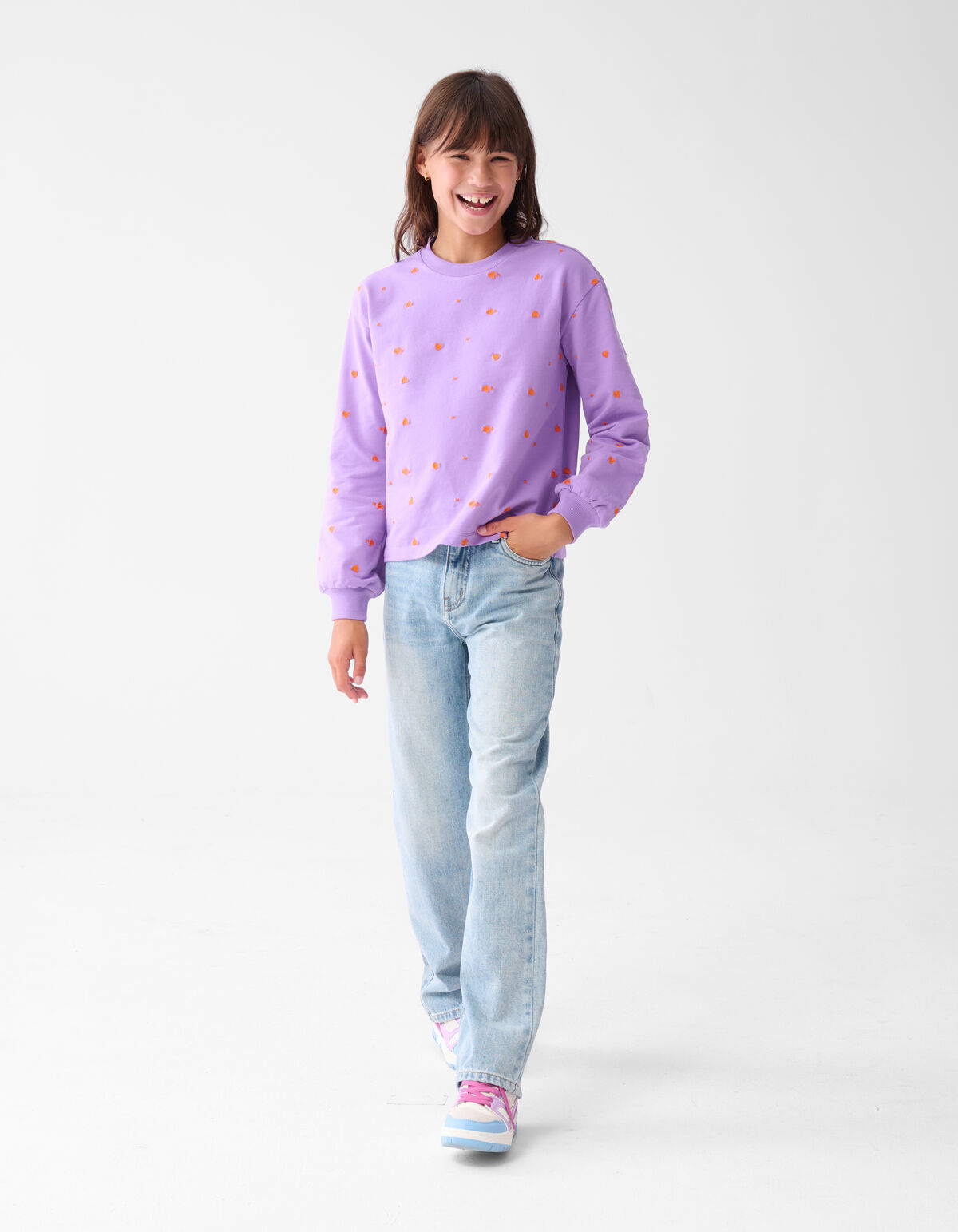 Longsleeve mit Herzdruck lila SHOEBY GIRLS
