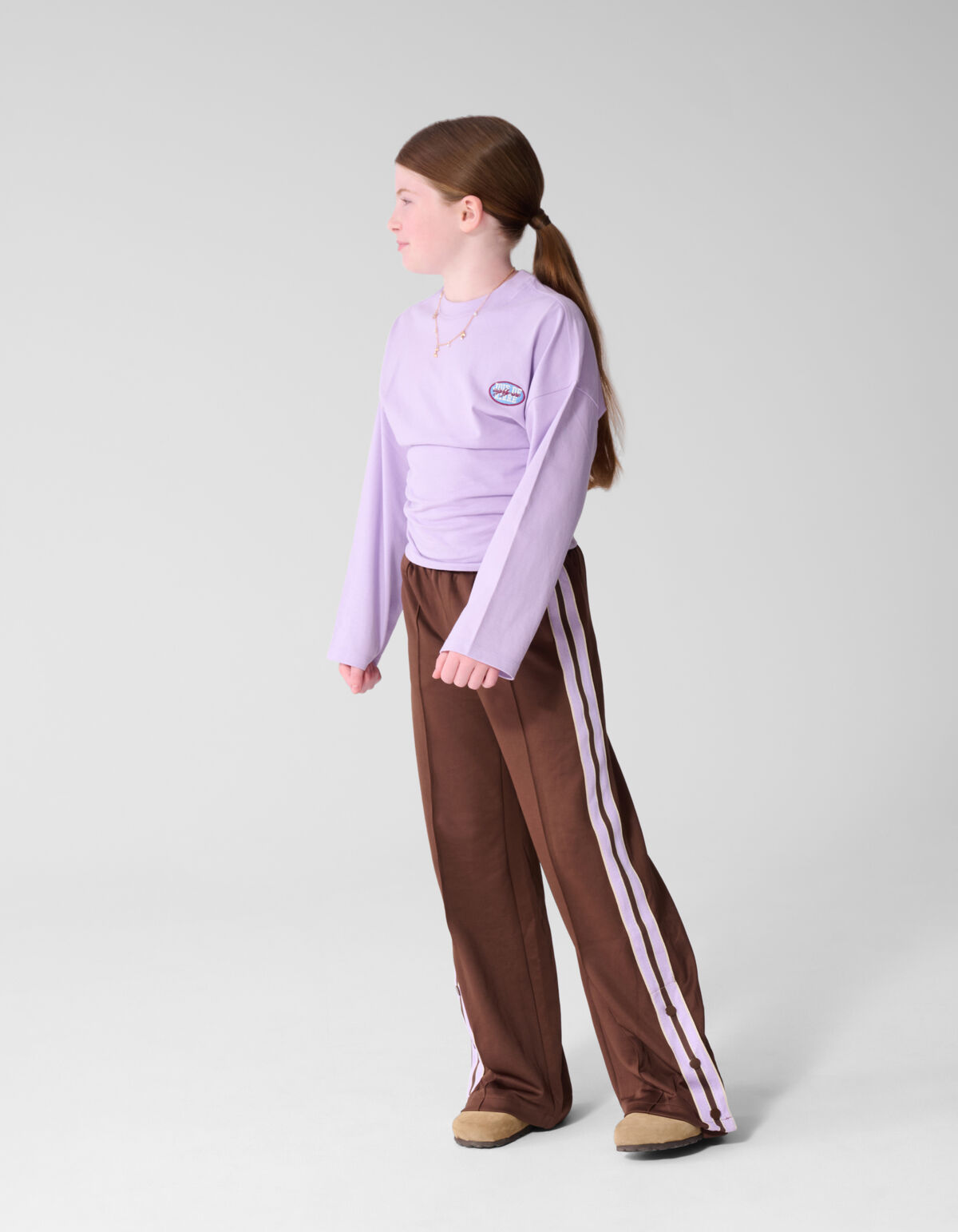 Jogginghose mit weitem Bein und Knopfleist Braun SHOEBY GIRLS