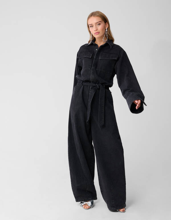 Übergroßer Denim-Jumpsuit Schwarz von Monica SHOEBY WOMEN