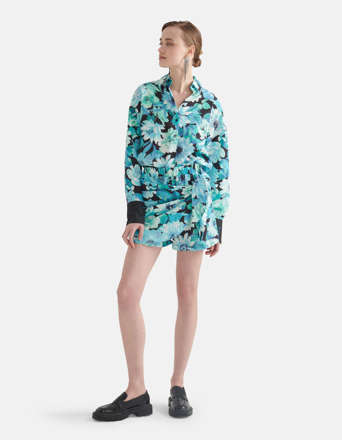Skort mit Blumendruck Blau SHOEBY WOMEN