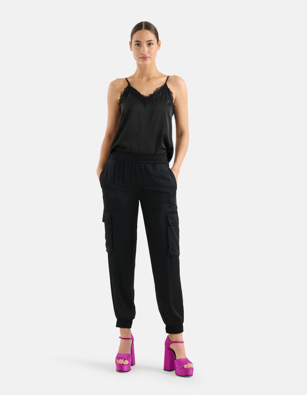 Satin Cargo-Hose Schwarz SHOEBY WOMEN