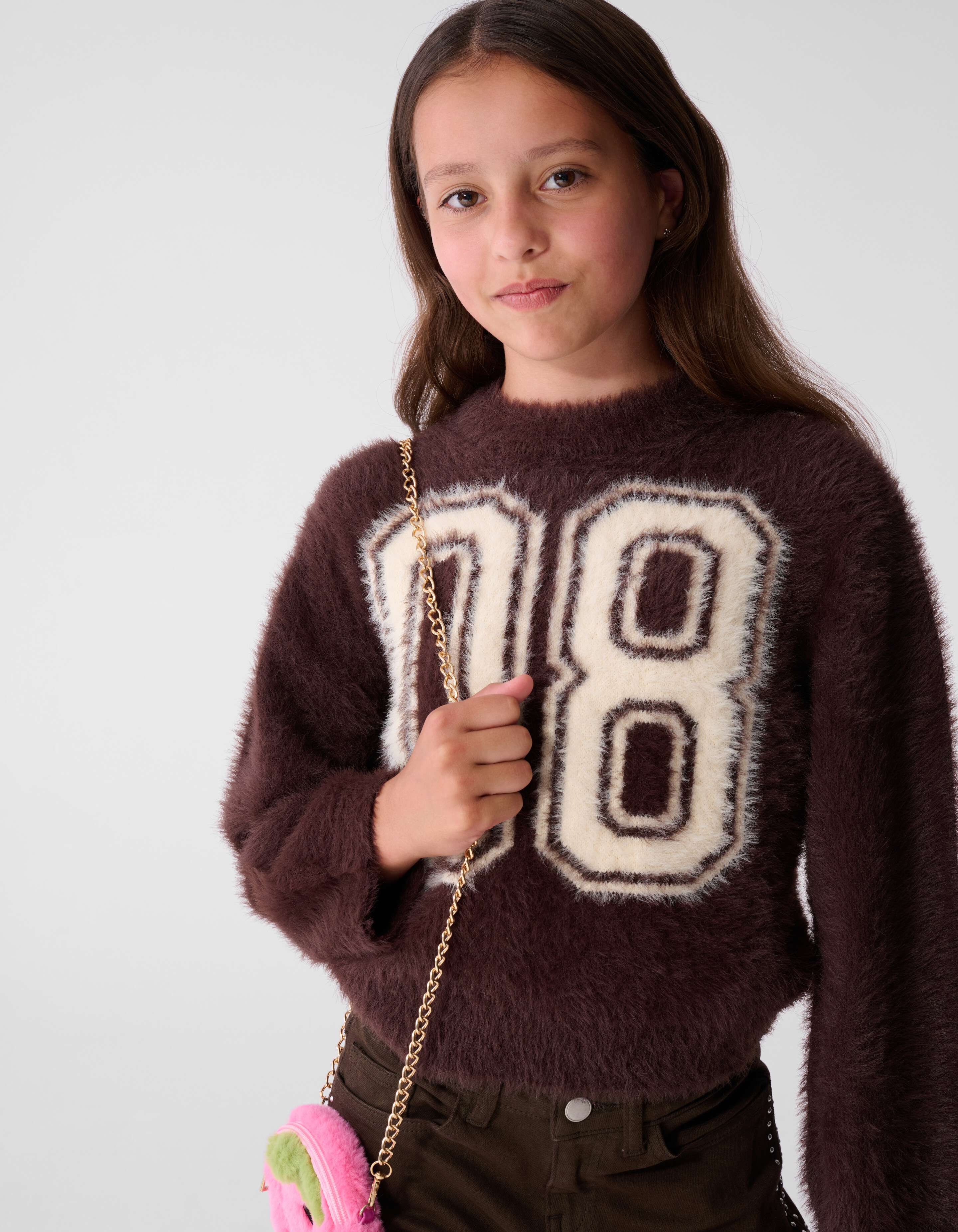 Hairy Varsity Strickpullover dunkelbraun SHOEBY GIRLS