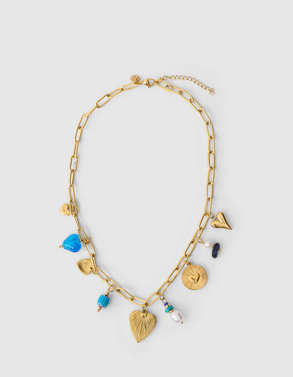 Charm-Kette Halskette Gold/Blau SHOEBY ACCESSOIRES