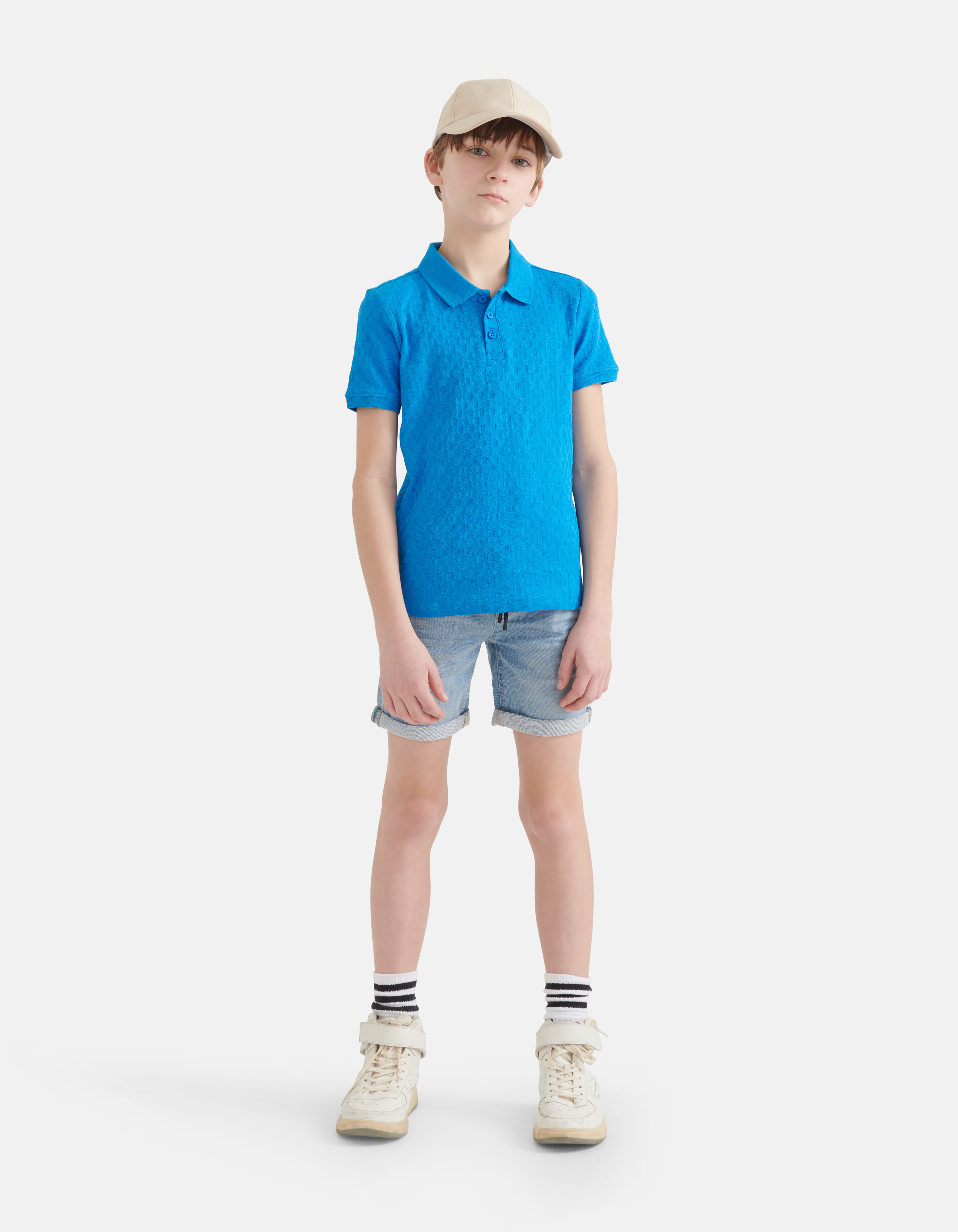 Blockstruktur-Polo Blau SHOEBY BOYS