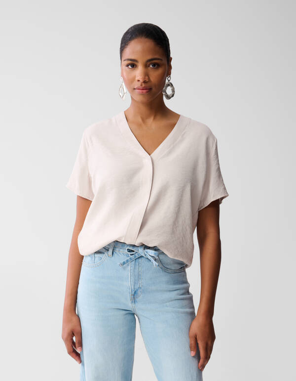 Top mit Knopfleiste Sand SHOEBY WOMEN