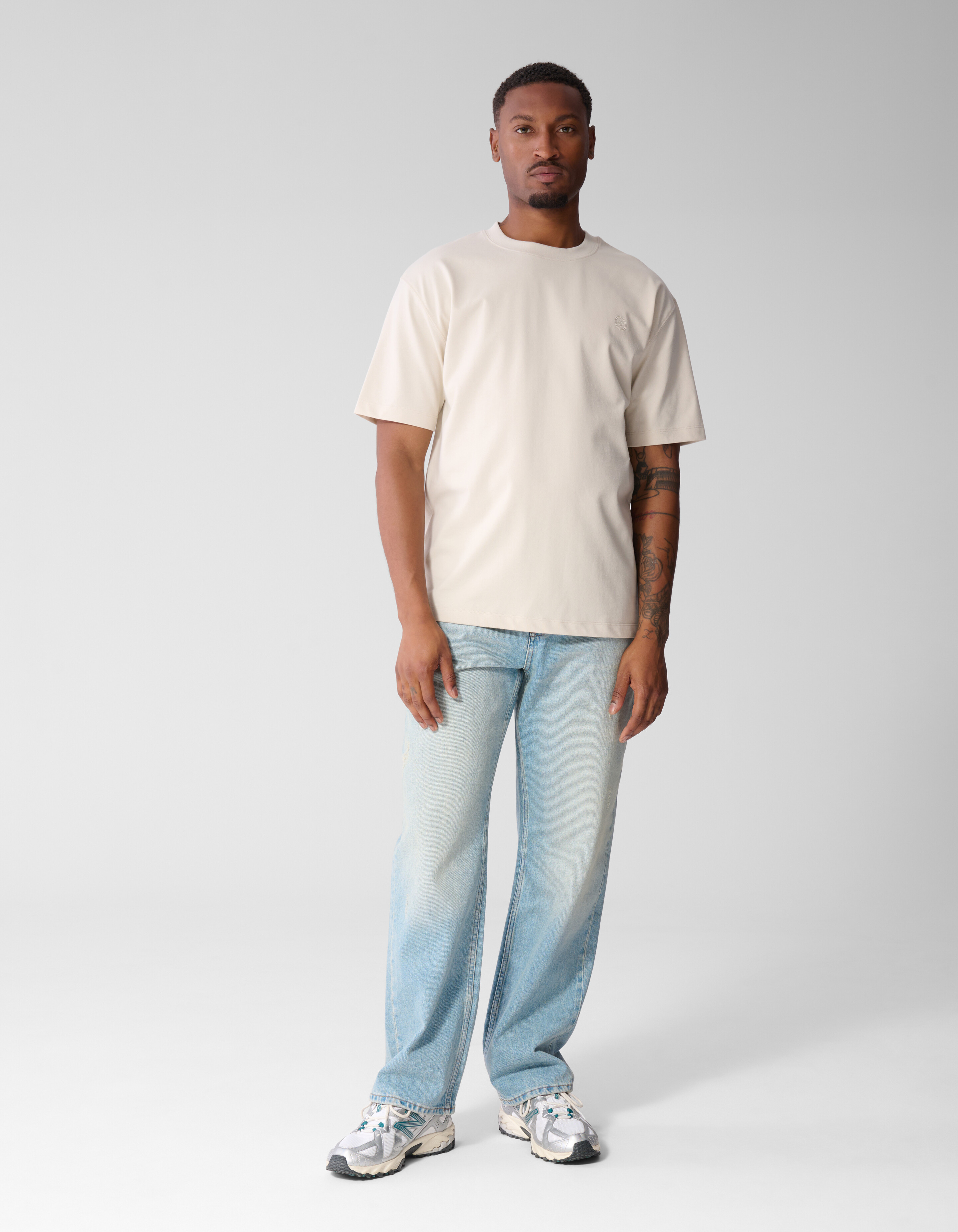 Twill-Grafik-T-Shirt Hellgrau SHOEBY MEN