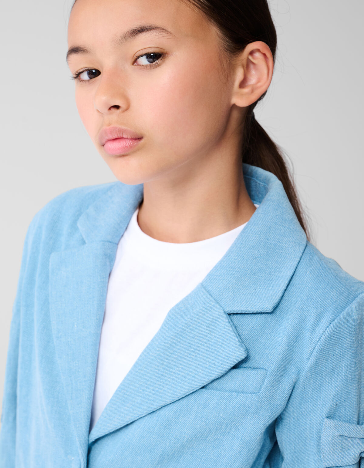 Gekürzter Blazer mit Schleife Blau SHOEBY GIRLS