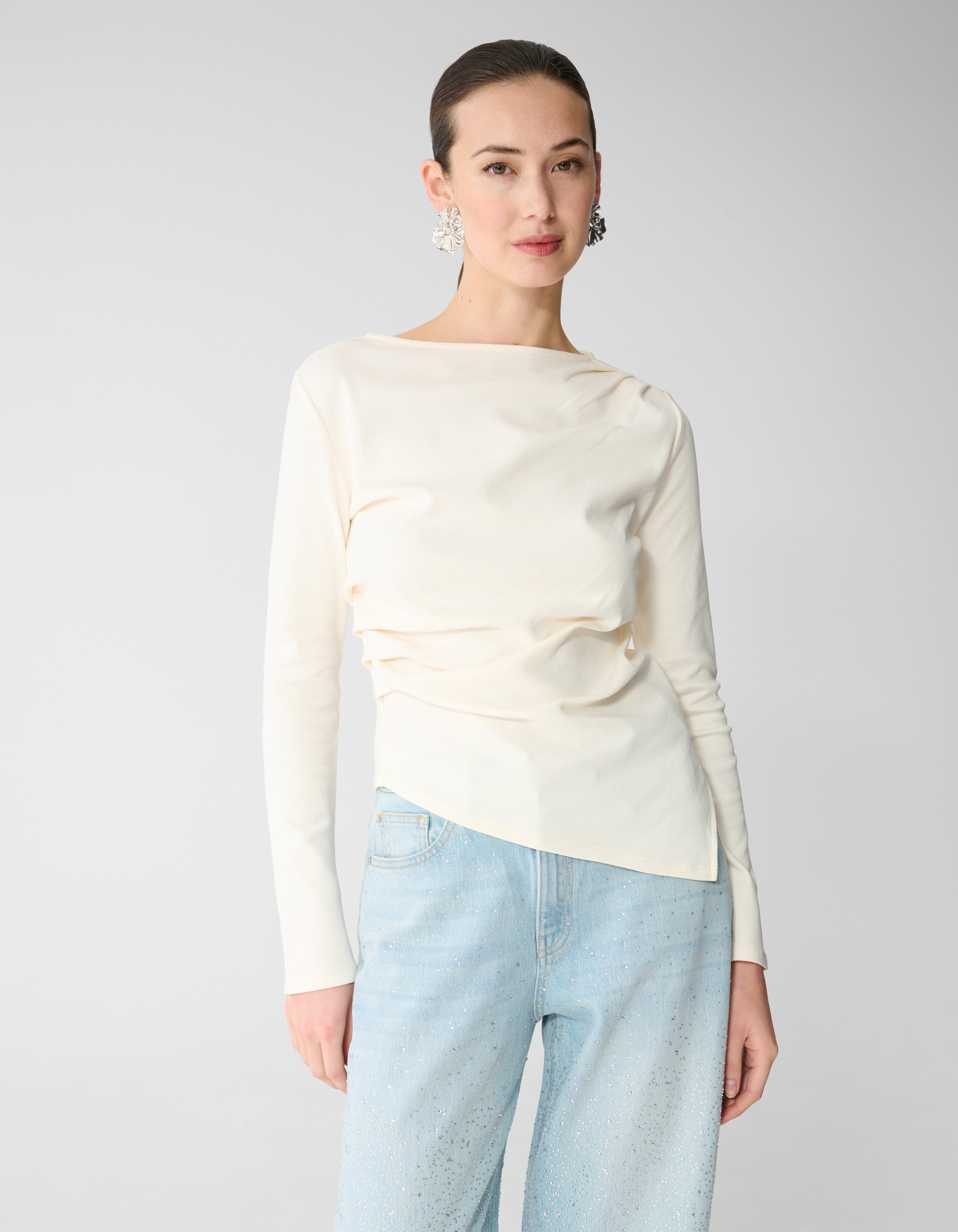 Drape Longsleeve Top Gebroken Wit SHOEBY WOMEN