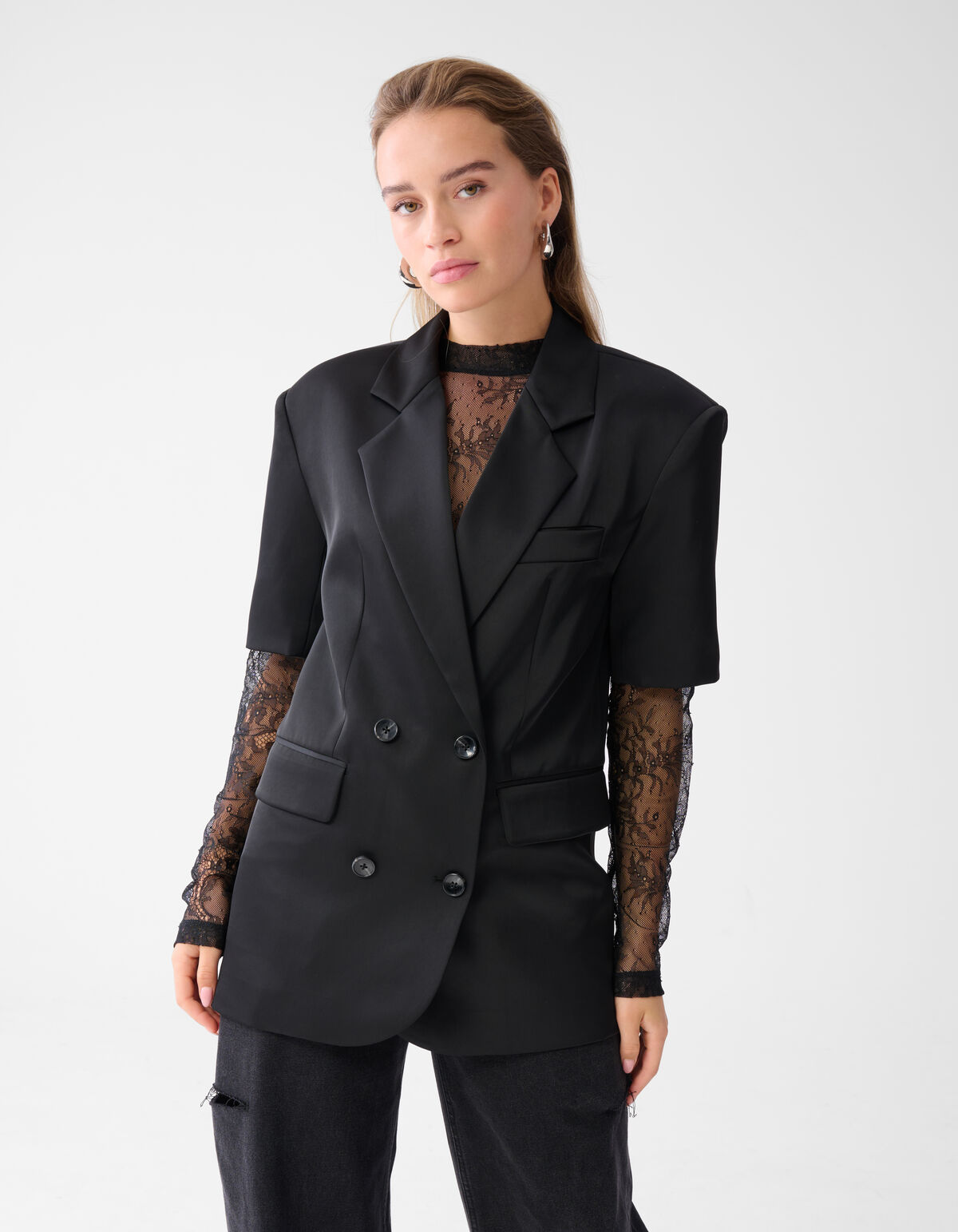 Übergroßer Blazer mit kurzen Ärmeln Schwarz von Mo SHOEBY WOMEN