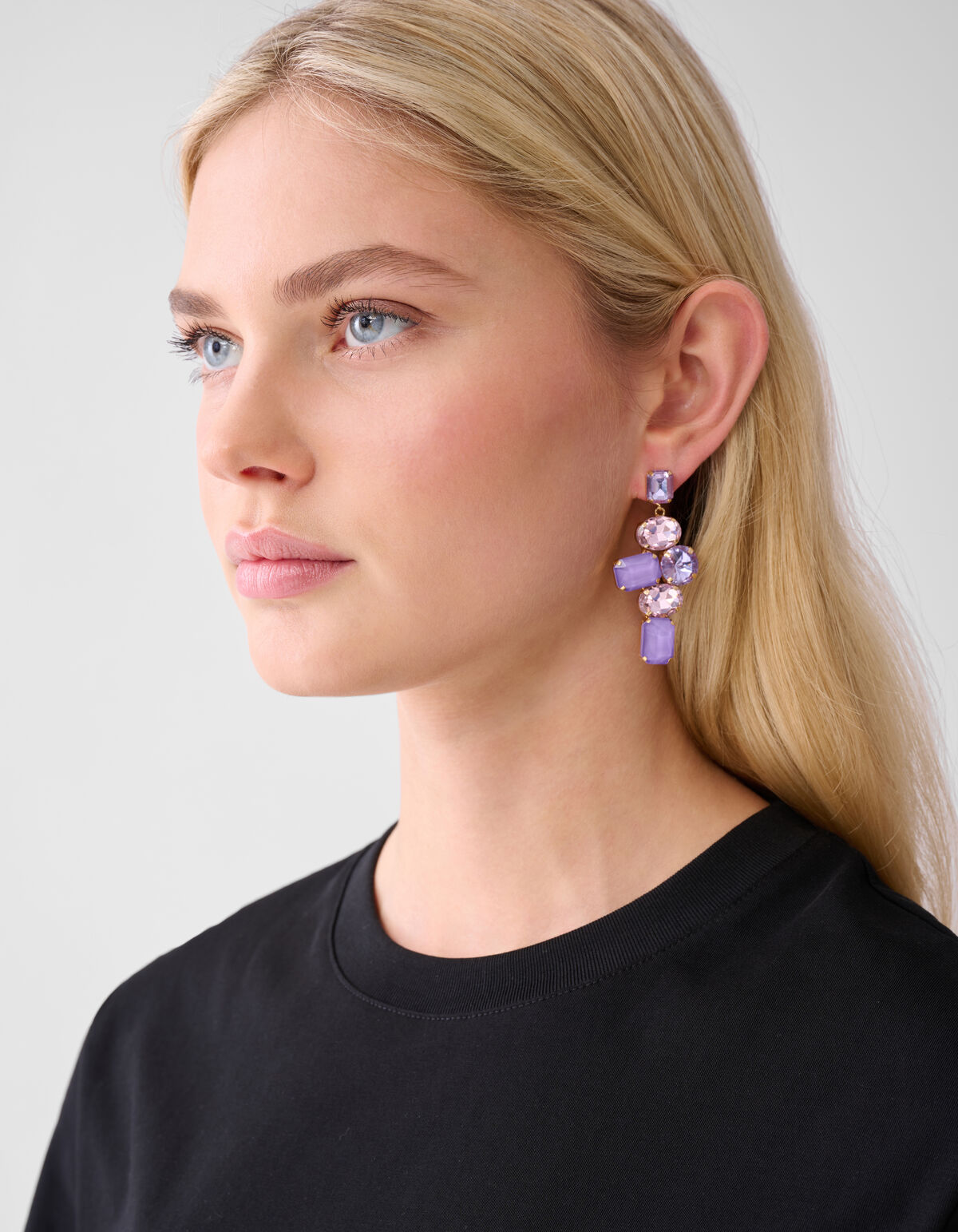 H&auml;ngende Strass-Ohrringe Lila SHOEBY ACCESSOIRES