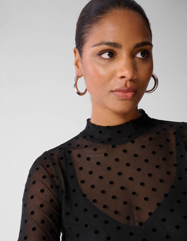 Mesh Punkte Top Schwarz SHOEBY WOMEN
