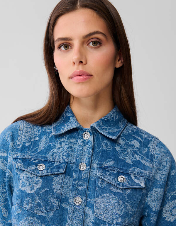 Denim Jacquard Midikleid Blau SHOEBY WOMEN