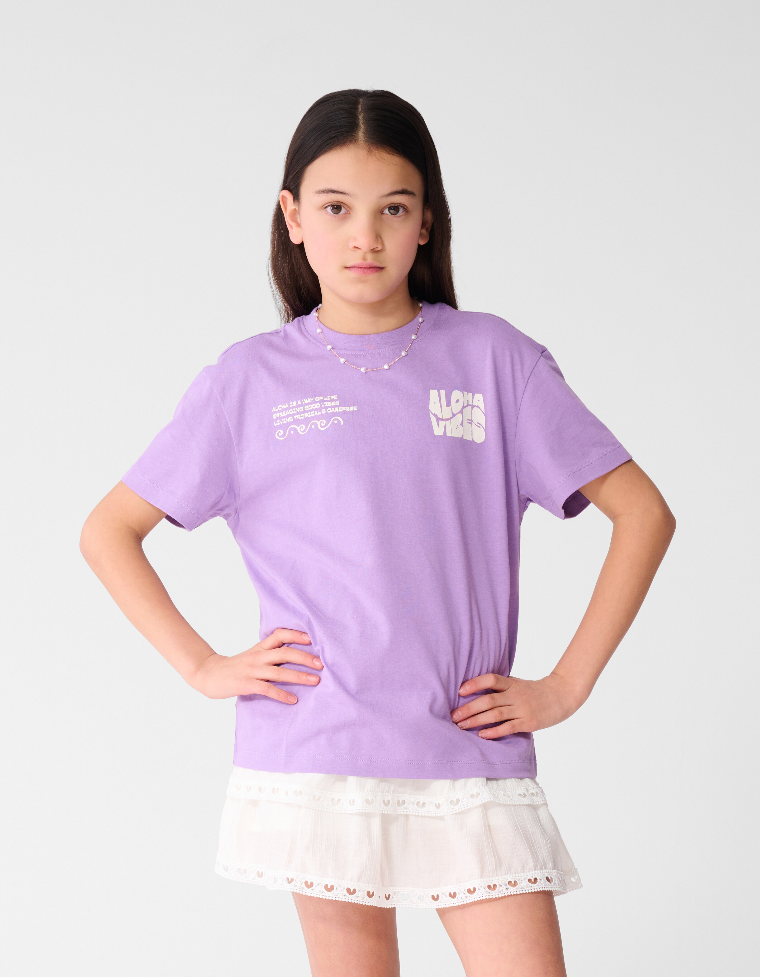 Aloha Vibes Kunst T-Shirt Lila SHOEBY GIRLS