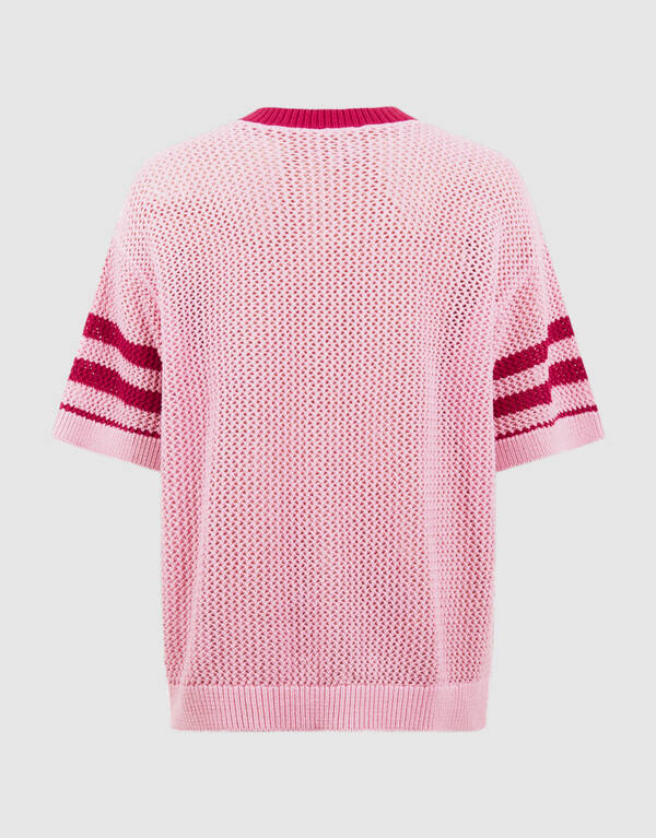 Strick-Baseball-T-Shirt Rosa SHOEBY GIRLS