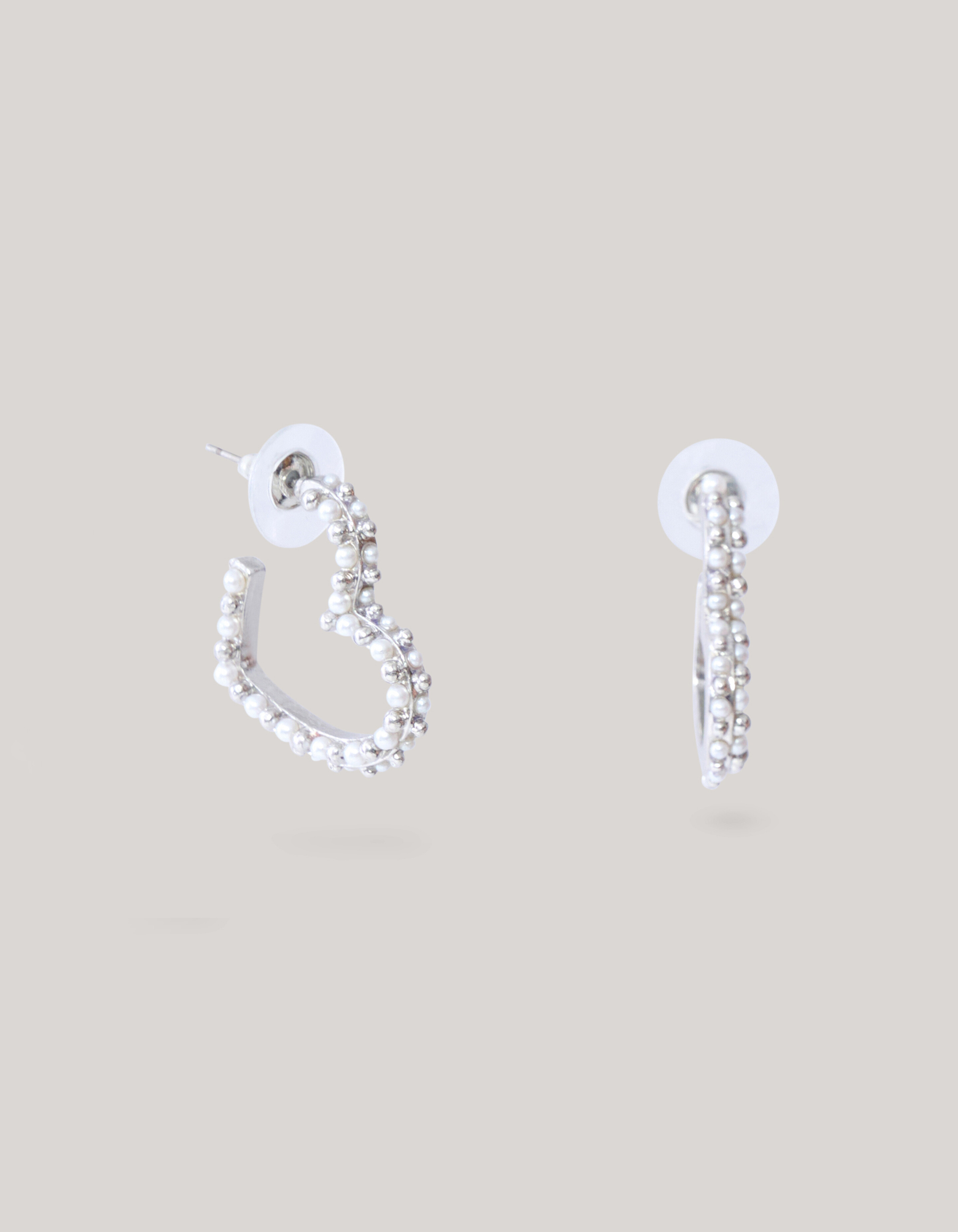 Perlen-Herz-Reifen-Ohrringe Silber SHOEBY ACCESSOIRES