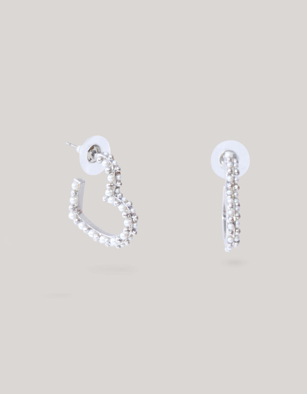 Perlen-Herz-Reifen-Ohrringe Silber SHOEBY ACCESSOIRES
