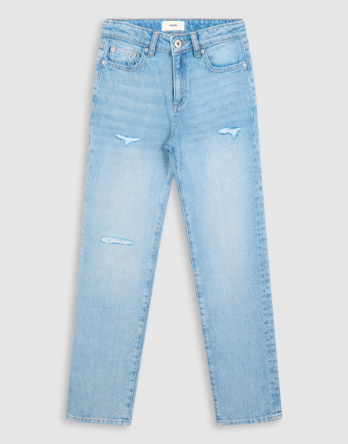 Zerst&ouml;rte Straight Leg Jeans Blauw SHOEBY GIRLS