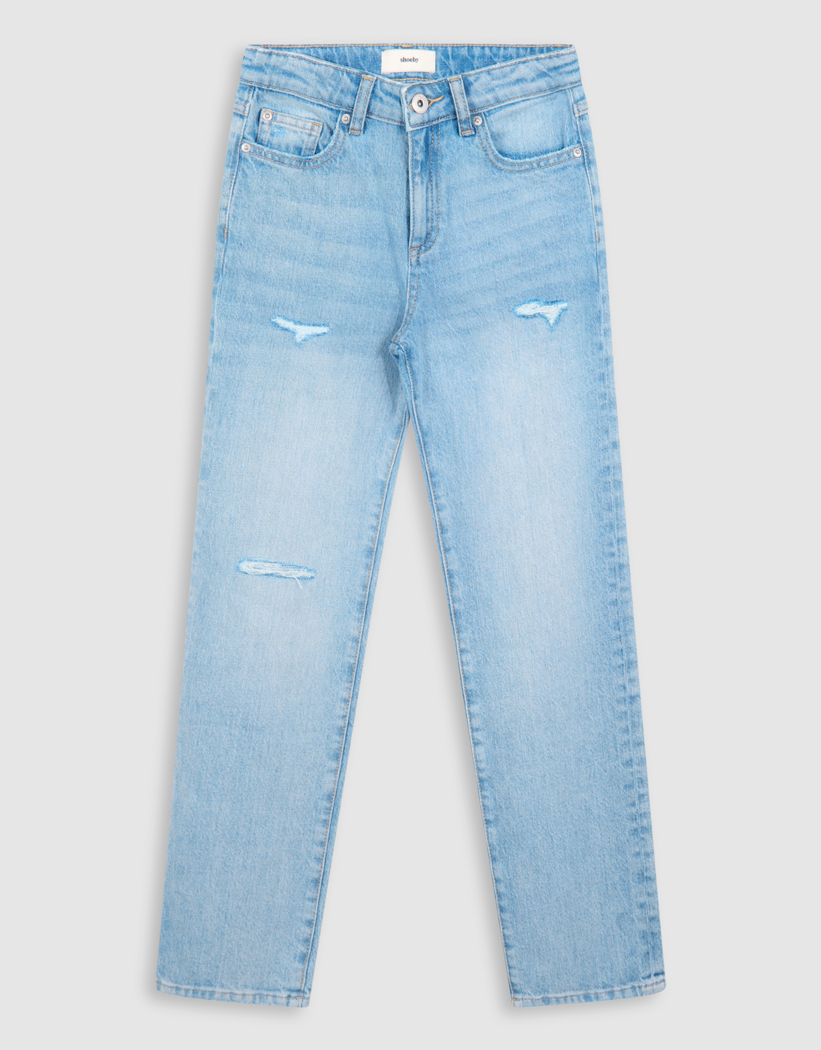 Zerst&ouml;rte Straight Leg Jeans Blauw SHOEBY GIRLS