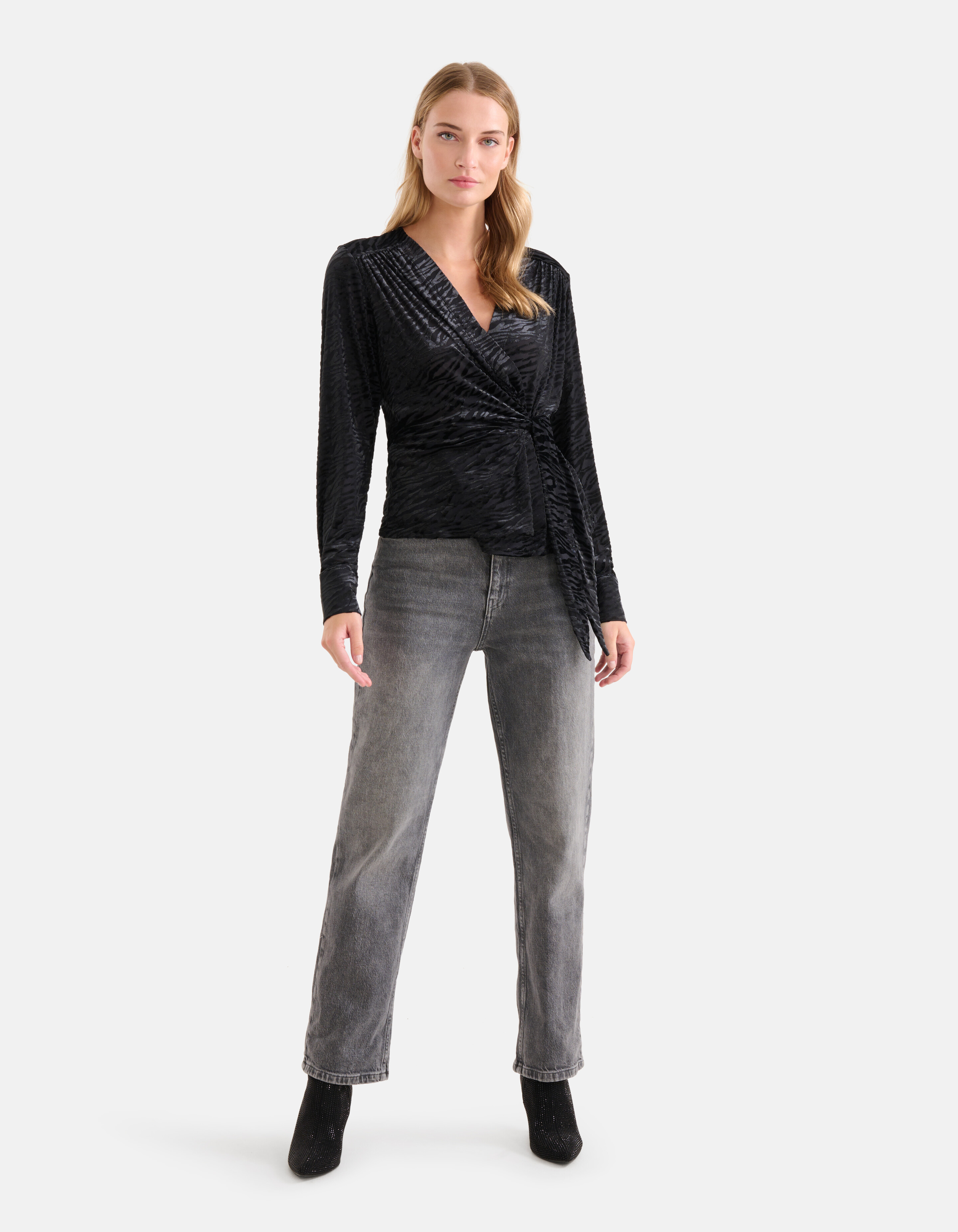 Wickeltop mit Zebradruck Schwarz SHOEBY WOMEN