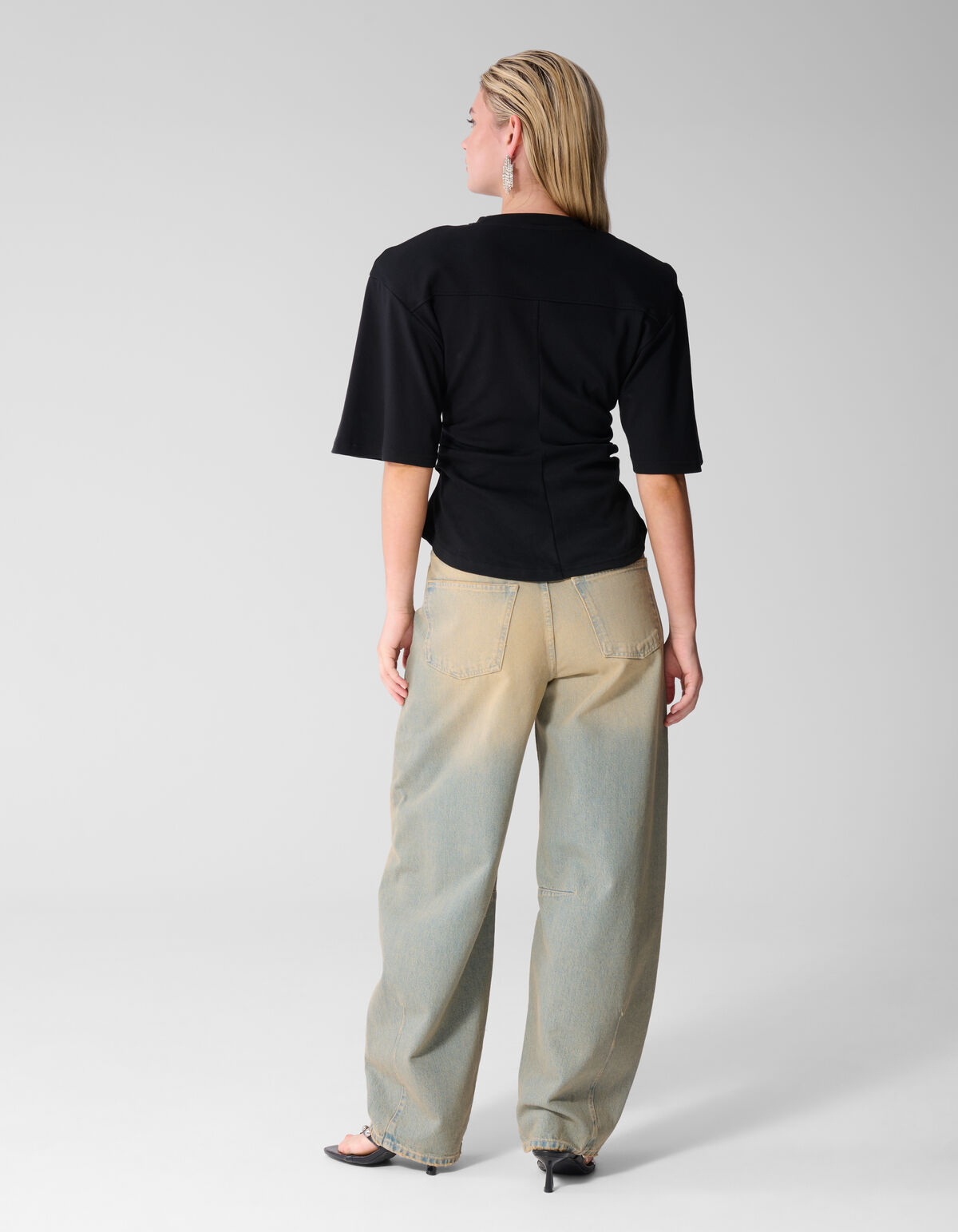 Schwarzes T-Shirt mit Taillenbund SHOEBY WOMEN