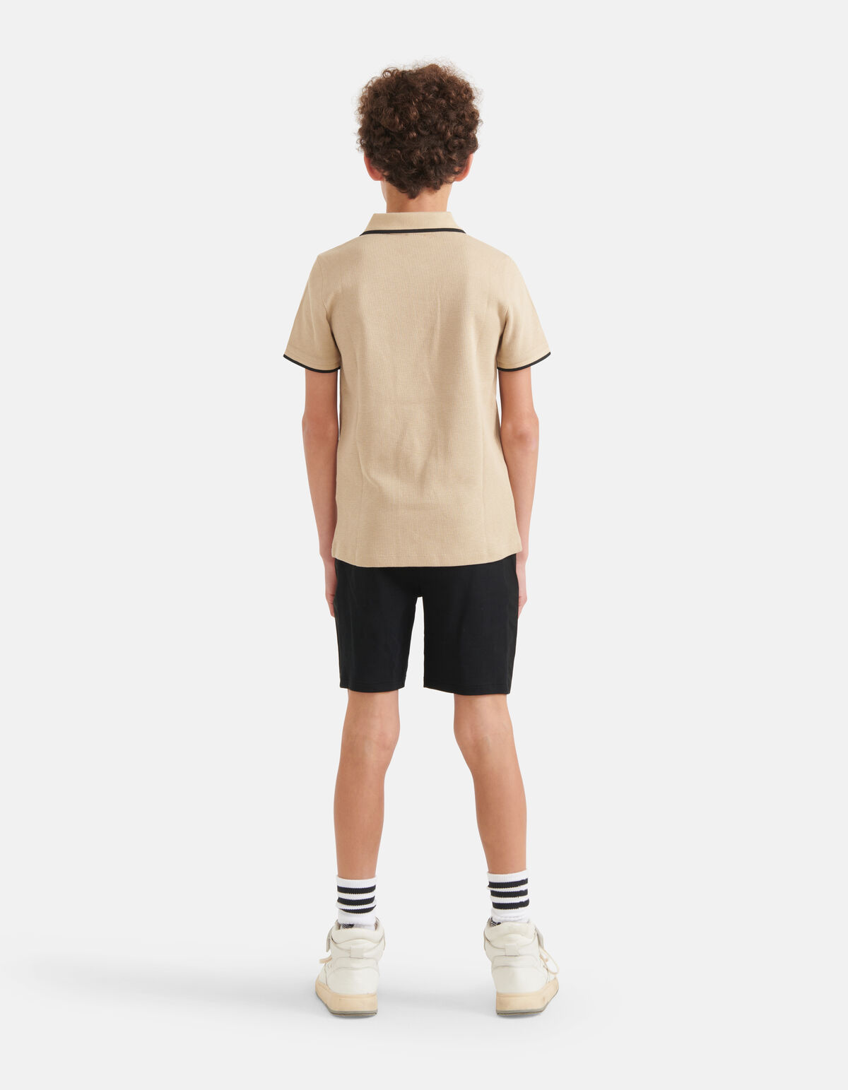 Struktur-Reißverschluss-Polo Beige SHOEBY BOYS