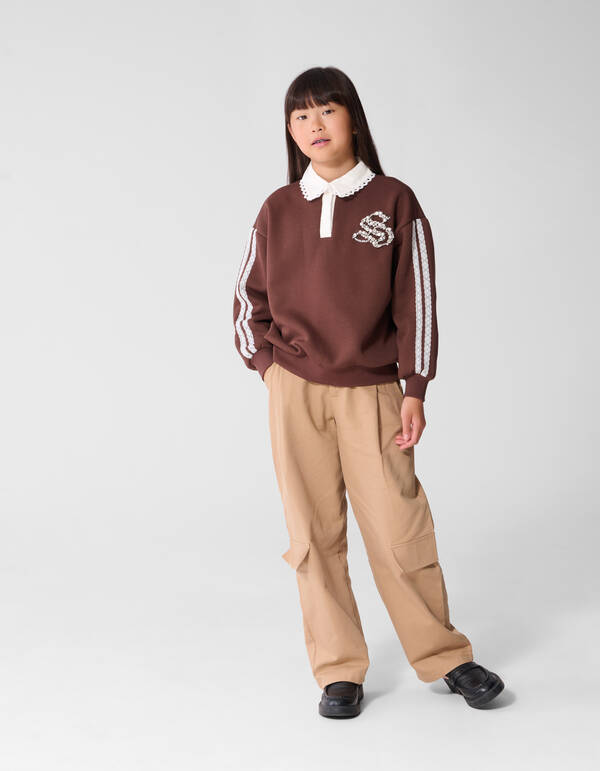 Oversized-Polo-Pullover Braun SHOEBY GIRLS