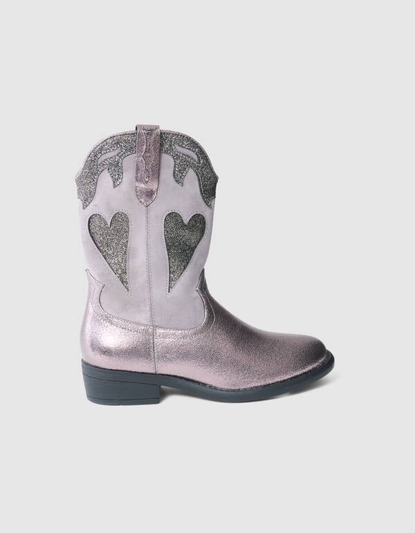 Glänzende Herz-Stiefel Silber SHOEBY SHOES