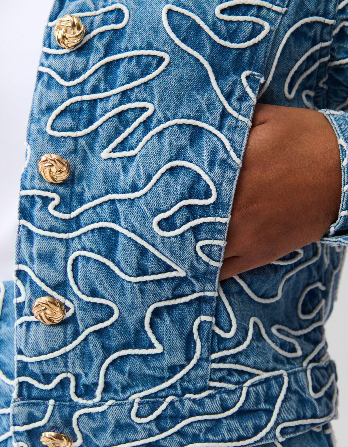 Denim Embroidery Cord Jacket Blue SHOEBY WOMEN