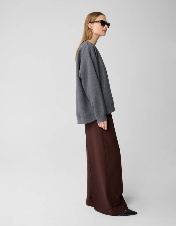 Oversized-Pullover mit V-Ausschnitt Dunkelgrau Von SHOEBY WOMEN
