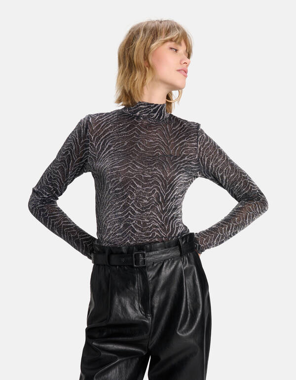 Glitzerndes Mesh-Top Silber SHOEBY WOMEN